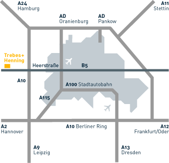 Map to the Trebes + Henning showroom
